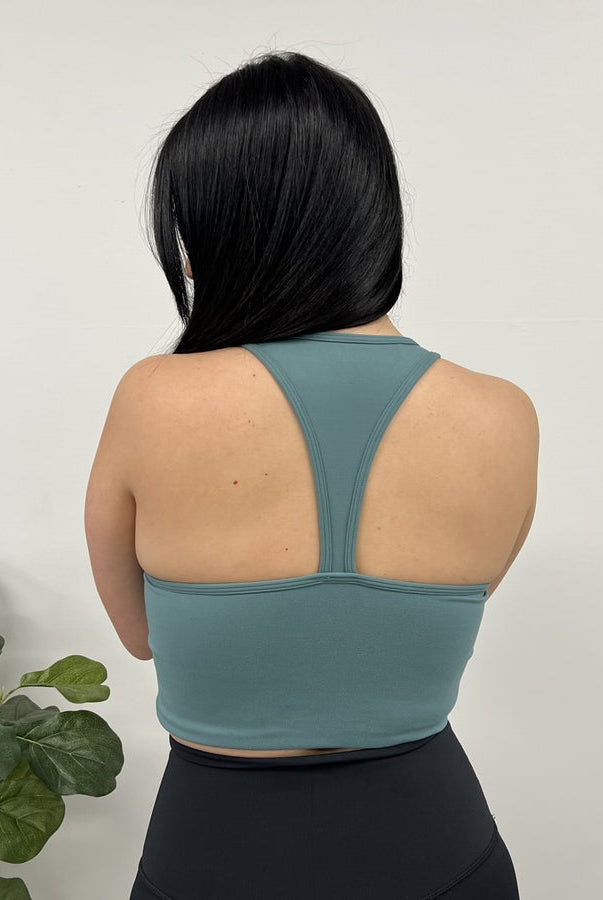 RESTOCK: Extreme Racer Cropped Sports Bra Tank-240 Activewear/Sets-Mono B-Heathered Boho Boutique, Women's Fashion and Accessories in Palmetto, FL
