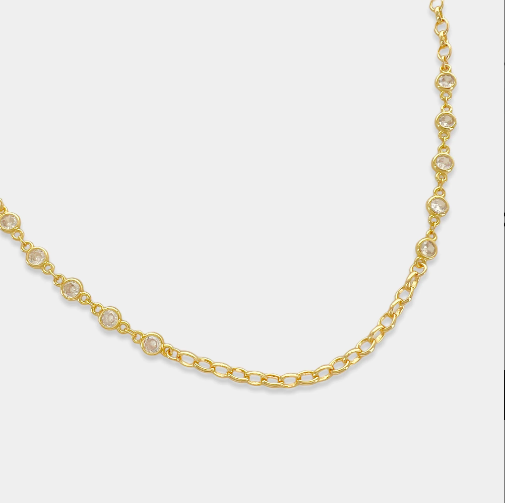 Oval Chain with 6mmCZ Necklace