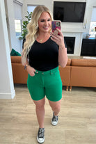 Blessed High Rise Control Top Cuffed Shorts in Green-Shorts-Ave Shops-Heathered Boho Boutique, Women's Fashion and Accessories in Palmetto, FL