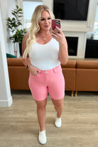 Bunny High Rise Control Top Cuffed Shorts in Pink-Shorts-Ave Shops-Heathered Boho Boutique, Women's Fashion and Accessories in Palmetto, FL