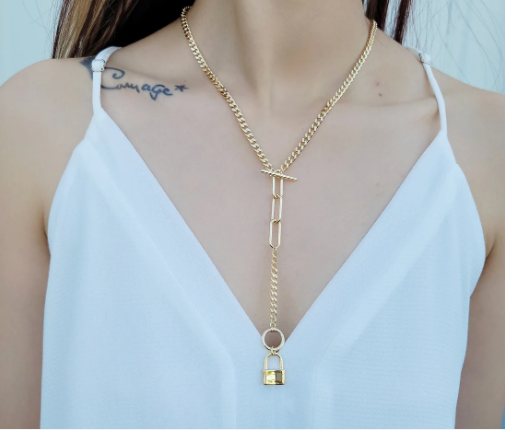 Curb Chain with Lock Necklace