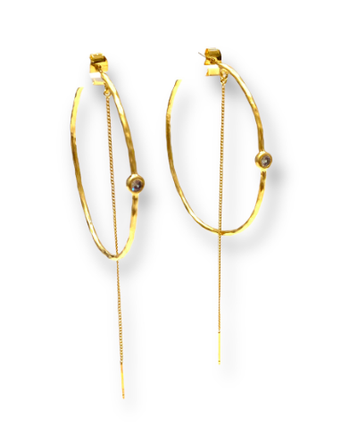 Olivia Chain Drop Hoops-310 Jewelry-Theia Jewelry-Heathered Boho Boutique, Women's Fashion and Accessories in Palmetto, FL