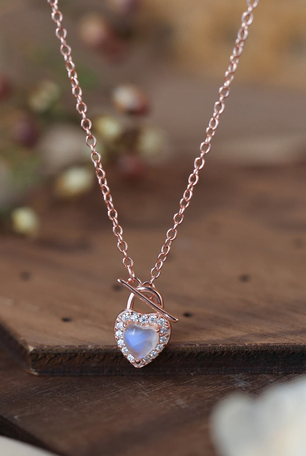Moonstone Heart Lock Pendant Necklace-Jewelry-Trendsi-Heathered Boho Boutique, Women's Fashion and Accessories in Palmetto, FL