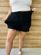 Black Tulip 2.0 Shorts by Judy Blue-160 shorts-Judy Blue-Heathered Boho Boutique, Women's Fashion and Accessories in Palmetto, FL